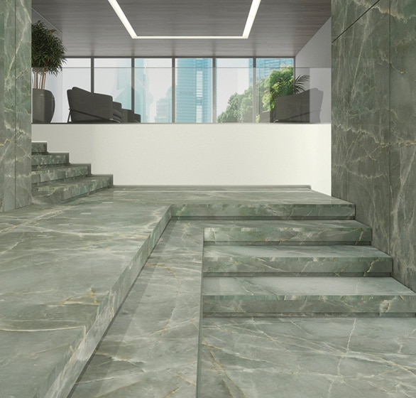 Escalier en quartzite vert jadore